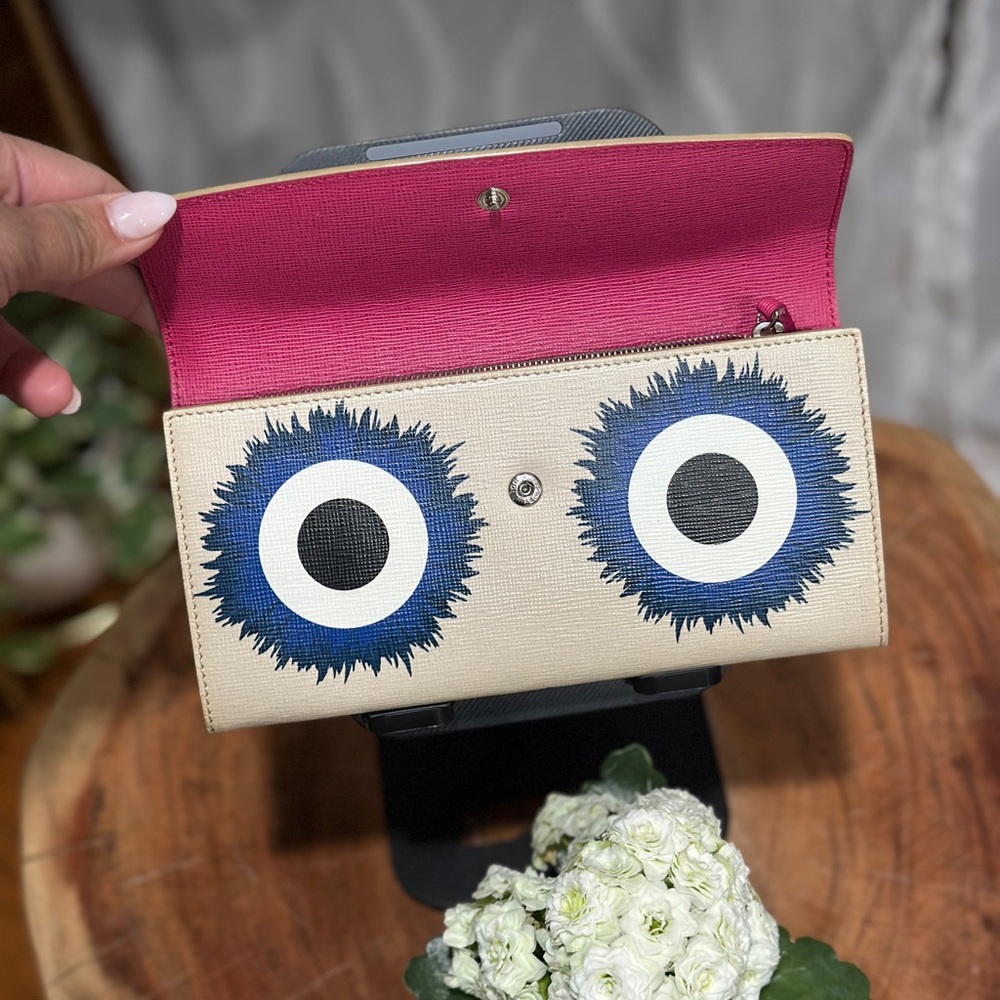 Fendi Monster Eyes Wallet On Chain Bag Bugs Leather Crossbody Full Set - Picture 13 of 14